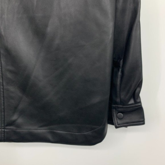 BlankNYC Good Call Shacket Black Vegan Faux Leather Button Snap - Picture 12 of 12